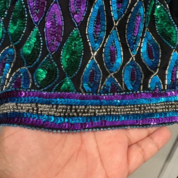 Vintage Laurence Kazar 100% silk beaded & sequined jacket size petite small New - Picture 9 of 16